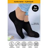 Dore Kadın 3 Çift Yazlık Lüks Modal Ultra Comfort Spor Ayakkabı Dikişsiz Görünmez Kısa Çorap Siyah 40-44 - 40 - 44