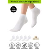 Dore Kadın 5 Çift Bambu Ultra Comfort Terletmeyen Spor Ayakkabı Sneaker Premium Patik Çorap Beyaz 36-39 - 36 - 39
