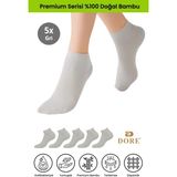 Dore Kadın 5 Çift Bambu Ultra Comfort Terletmeyen Spor Ayakkabı Sneaker Premium Patik Çorap Gri 36-39 - 36 - 39