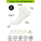 Dore Kadın 5 Çift Bambu Ultra Comfort Terletmeyen Spor Ayakkabı Sneaker Premium Patik Çorap Krem 36-39 - 36 - 39