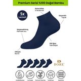 Dore Kadın 5 Çift Bambu Ultra Comfort Terletmeyen Spor Ayakkabı Sneaker Premium Patik Çorap Lacivert 36-39 - 36 - 39