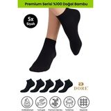 Dore Kadın 5 Çift Bambu Ultra Comfort Terletmeyen Spor Ayakkabı Sneaker Premium Patik Çorap Siyah 36-39 - 36 - 39