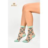 Dore Kadın Premium Kalite Papatya Desenli Tül Çorap Özel Tasarım Transparan Soket Çorap 1 Çift Mint Yeşili 36-39 - 36 - 39