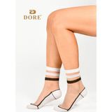 Dore Kadın Premium Kalite Şeffaf Desenli Tül Çizgili Transparan 4 Mevsim Ince Soket Çorap 1 Çift Siyah Beyaz 36-39 - 36 - 39 - Siyah - Beyaz
