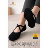 Dore Kadın Premium Pamuklu Kaymaz Taban Pilates Yoga Dans Tavaf Bale Biyeli Babet Model Çorap Siyah 36 - 42