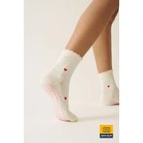 Dore Kadın Yeni Sezon Girly Sweet Trend Model Pilates ve Yoga Kaydırmaz Tabanlı Çorap 1 Çift Beyaz Pembe 36 - 42 - Beyaz - Pembe