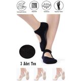 Dore Kaydırmaz Tabanlı Yoga & Pilates ve Spor Çorabı 3 Çift - 36 - 39 - Ten Rengi
