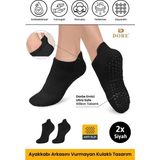 Dore Orijinal Unisex Konfor Modeli 2 Çift Siyah Kaymaz Taban Pilates Yoga Için Kaydırmaz Patik Çorap Plates Bale Ve Spor Fitness
