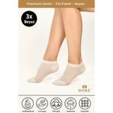 Dore Orijnal Terletmeyen 3 Çift Görünmez Spor Ayakkabı Sneaker Premium Pamuklu Konfor Modeli Patik Çorap Beyaz 36-39 - 36 - 39
