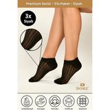 Dore Orijnal Terletmeyen 3 Çift Görünmez Spor Ayakkabı Sneaker Premium Pamuklu Konfor Modeli Patik Çorap Black 36-39 - 36 - 39