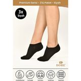 Dore Orijnal Terletmeyen 3 Çift Görünmez Spor Ayakkabı Sneaker Premium Pamuklu Konfor Modeli Patik Çorap Siyah 36-39 - 36 - 39