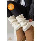 Dore Premium Akrilik Örgü Leg Warmer Kışlık Özel Tasarım Sıcak Tutan Bacak & Ayak Isıtıcı Tozluk Ekru - 0 - 1 Ay