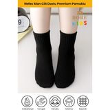 Dore Unisex Çocuk 3 Çift Pamuklu Cilt Dostu Premium Ultra Yumuşak Kız Erkek Çocuk Kolej Çorap Siyah 7-9 Yaş - 7 - 9 Yaş