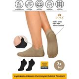 Dore Unisex Konfor Modeli 2 Çift Bej Kaymaz Taban Pilates Yoga Için Kaydırmaz Patik Çorap 36 - 42