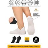 Dore Unisex Konfor Modeli 2 Çift Beyaz Kaymaz Taban Pilates Yoga Için Kaydırmaz Patik Çorap 36 - 42