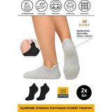 Dore Unisex Konfor Modeli 2 Çift Beyaz Kaymaz Taban Pilates Yoga Için Kaydırmaz Patik Çorap Gri Melanj 36 - 42