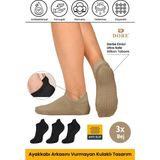 Dore Unisex Patik Model 3 Çift Bej Kaymaz Taban Pilates Yoga Için Kaydırmaz Konforlu Çorap 36 - 42
