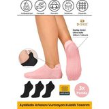 Dore Unisex Patik Model 3 Çift Pembe Kaymaz Taban Pilates Yoga Için Kaydırmaz Konforlu Çorap 36 - 42