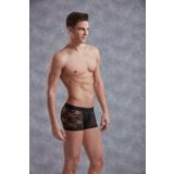 Doreanse 1952 Erkek Siyah Dantelli Çiçek Desenli Mini Paça Transparan Boxer
