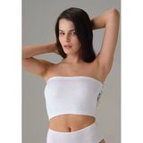 Doreanse 9133 Kadın Pamuklu Crop Straplez Atlet Beyaz - Beyaz