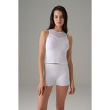 Doreanse Beyaz Kadın Halter File Yaka Atlet - XL