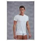 Doreanse Micro Modal Nefes Alan Kısa Kol Düğmeli Erkek Beyaz T-shirt