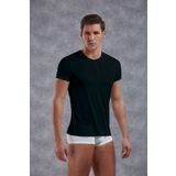Doreanse Micro Modal Nefes Alan Kısa Kol Düğmeli Erkek Siyah T-shirt