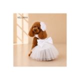 DoReDo-g Velorka Beyaz Tüllü Fiyonklu Köpek Gelinliği
