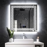 Dorein Led'li Lazer Kumlamalı Lavabo & Banyo Aynası (Dokunmatik Sensörlü) beyaz ledli 80 x 80