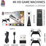 Doreka Android Game Tv Stick 4K 64 GB Remote Control Hazıfa Kartı ve 2 Kablosuz Oyun Kolu Retro Game Stick Nostalji Oyun Konsolu Film Izleme