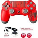 Doreka Playstation Dualshock 4 V2 Ps4 Oyun Kolu Yenilenmiş Pc + Ps4 (1.5mt Şarj Kablosu ve Analog Koruyucu) - Kırmızı - Siyah