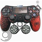 Doreka Ps4 Dualshock Spider-Man Koruyucu Silikon Kılıf ve Analog Korucusu - Kırmızı Kamuflaj