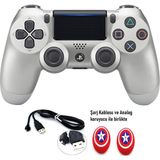 Doreka Ps4 Dualshock V2 Titreşimli Kol ve 2 Adet Analog Koruyucu - Gümüş