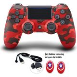 Doreka Ps4 Dualshock V2 Titreşimli Kol ve 2 Adet Analog Koruyucu - Kırmızı Kamuflaj