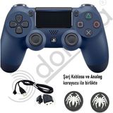 Doreka Ps4 Dualshock V2 Titreşimli Kol ve 2 Adet Analog Koruyucu - Lacivert