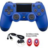 Doreka Ps4 Dualshock V2 Titreşimli Kol ve 2 Adet Analog Koruyucu - Mavi