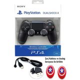 Doreka Ps4 Dualshock V2 Titreşimli Kol ve 2 Adet Analog Koruyucu - Siyah