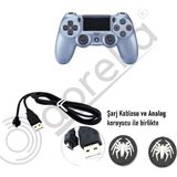 Doreka Ps4 Dualshock V2 Titreşimli Kol ve 2 Adet Analog Koruyucu - Titanyum Mavisi