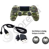 Doreka Ps4 Dualshock V2 Titreşimli Kol ve 2 Adet Analog Koruyucu - Yeşil Kamuflaj