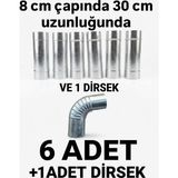 Dorello 8 cm Çap 30 cm Paslanmaz Soba Borusu ve 8 cm Dirsek Küçük Kamp Sobası, Pelet Sobası ve Kuzine Baca Uzatma Borusu