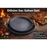 Dorello Kalın Dökme Demir Izgara Tavası | Yüksek Isıya Dayanıklı, Doğal Yapışmaz Etki, Barbekü ve Mangal Için