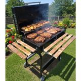 Dorello Kapaklı Kömürlü Barbekü Mangal – Tekerlekli Bahçe ve Balkon Mangalı ( 75 cm ) - Siyah