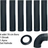 Dorello Siyah Mat Soba Borusu -Dirsek Mat Siyah Soba Borusu Mat Dirsek 6 Adet Boru 1dirsek - Dorello2351bhb245