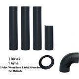 Dorello Şömine Sobalara Uygun 13 cm Ø Siyah Mat Emaye Soba Borusu 6’lı Set