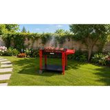 Dorello Tekerlekli Ayaklı Barbekü Mangal, Kırmızı ve Siyah, Yan Raf ile Taşınabilir Mangal Izgara