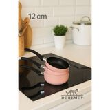 Doremcy 12 cm 3’lü Mini Tava Seti Sütlük, Wok ve Sos Tavası | Teflon Yapışmazbebek Maması Için Uygun - Açık Pembe