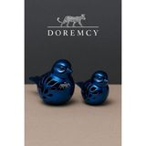 Doremcy 2’li Kuş Biblo Seti – Dekoratif Masaüstü ve Ev Ofis Süs Eşyası Hediyelik (Büyük & Küçük Boy) - Renk - Lacivert