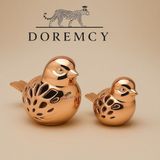 Doremcy 2’li Kuş Biblo Seti – Dekoratif Masaüstü ve Ev Ofis Süs Eşyası Hediyelik (Büyük & Küçük Boy) - Renk - Rose Gold