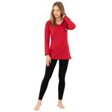 DoReMi Apple Pie Bayan Pijama Takımı Bordo Uzun Kol Pamuklu XL-XXL