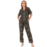 DoReMi Desenli Kısa Kollu Kadın Pijama Takım YEŞİL L-XL